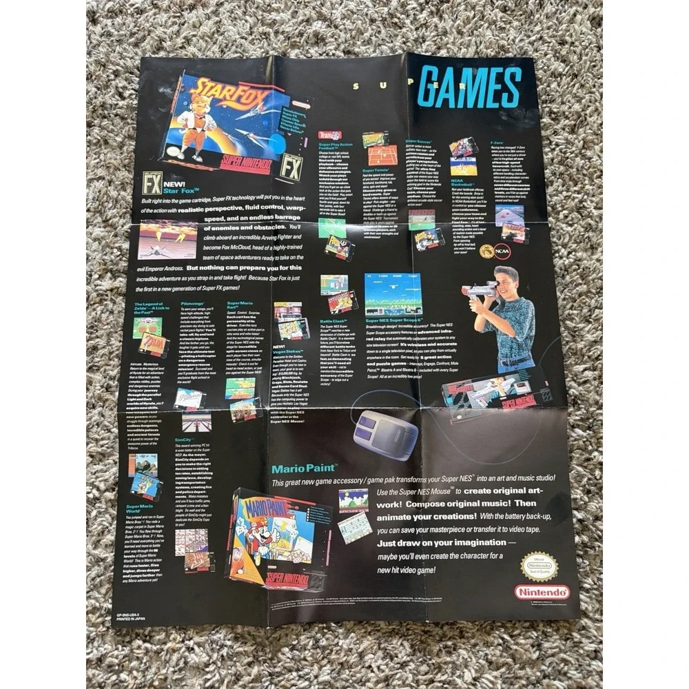 1994 Super Nintendo SNES Starfox Nintendo Power Poster Insert P-GP-SNS-USA-4